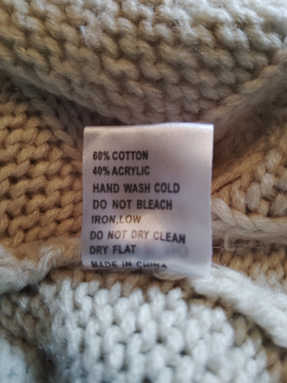 POL Distressed Cable Knit Sweater Beige Oversized Boho Grunge Large EUC - Picture 5 of 6